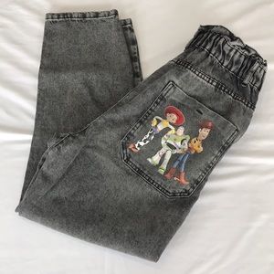 Zara X Disney Toy Story Paper Bag Jeans Grey Denim Size 6/38